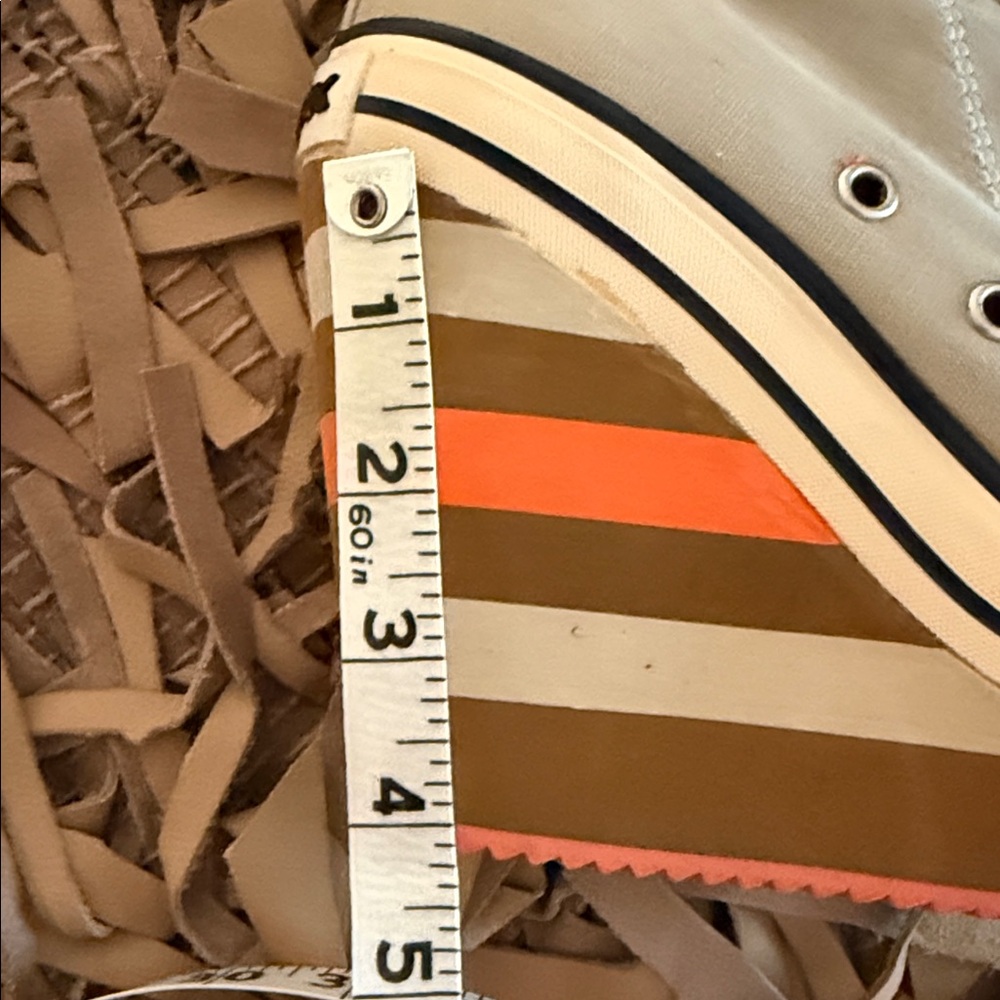 Rock & Candy Beige Wedge Sneakers with Orange Accents - Picture 9 of 10